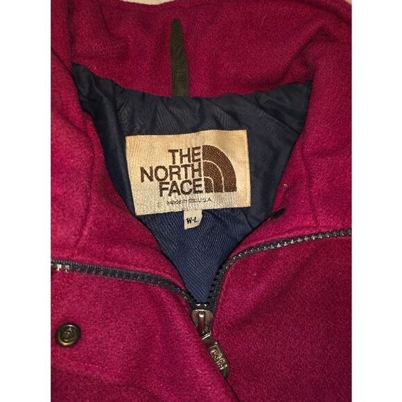 Rare VTG NORTH FACE Size Large Womens 100% Wool Made in USA Bomber Jacket PINK - Picture 3 of 9